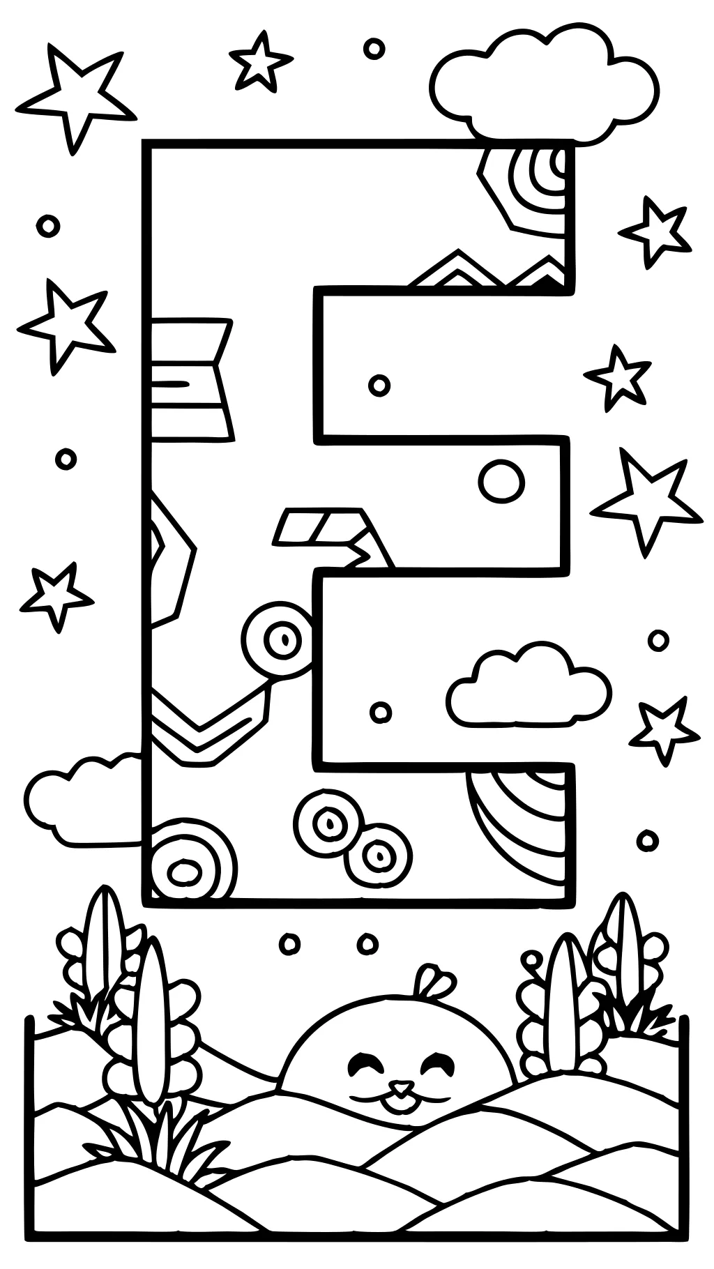 coloring pages for the letter e